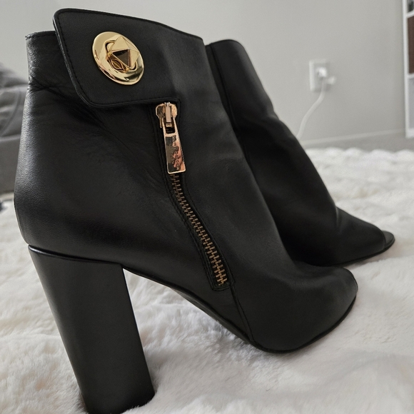 Kurt Geiger London Leather Heeled Peep toe Boots Size 38 #123 - Picture 3 of 10